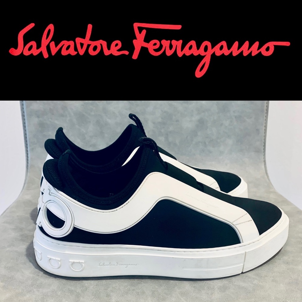 Ferragamo black and white casual sneakers very unique.